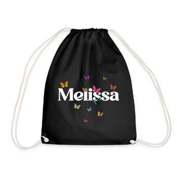 Beautiful girl's name MELISSA with butterflies - Drawstring Bag - black - Front