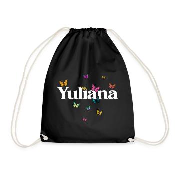 Beautiful girl's name with butterflies YULIANA - Drawstring Bag - black - Front