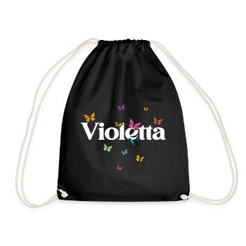 Beau prénom de fille avec des papillons VIOLETTA - Sac de sport léger - noir - Devant
