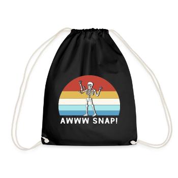 Bone Fracture Halloween Skeleton Bone Arm Fracture - Drawstring Bag - black - Front