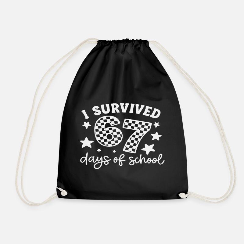 I Survived 67 Days of School Teachers Students  - Turnbeutel - Schwarz