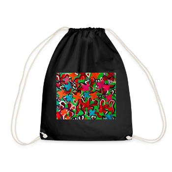 Color explosion of hearts and flowers - Drawstring Bag - black - Front