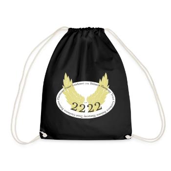 Angel wings with angel number 2222 - Drawstring Bag - black - Front