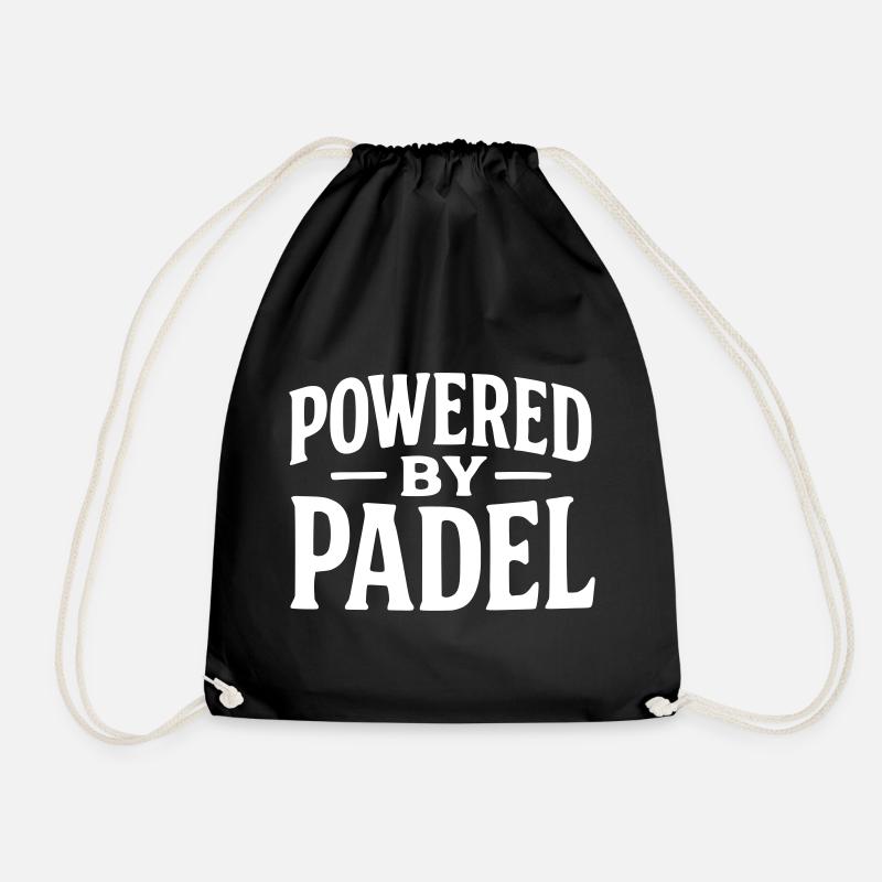Lustiges Padel – Powered by Padel - Turnbeutel - Schwarz