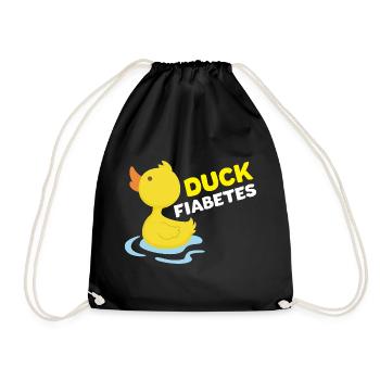 Duck Fiabetes Lustiges Wortspiel mit Gummiente T1D-Bewusstsein - Turnbeutel - Schwarz - Vorne