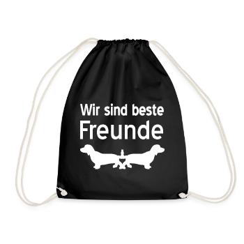 Dachshund - Drawstring Bag - black - Front