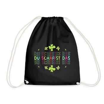 Du schaffst das! Glücksbringer Glücksklee neon - Turnbeutel - Schwarz - Vorne