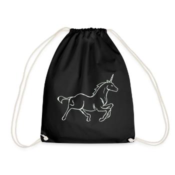 Laufendes Einhorn Linienzeichnung - Turnbeutel - Schwarz - Vorne
