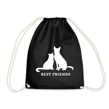 BEST FRIENDS – Cat & Dog Love - Drawstring Bag - black - Front
