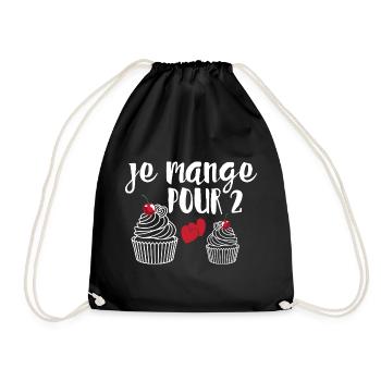 Je Mange Pour 2 Future Maman Grossesse Cadeau - Sac de sport léger - noir - Devant