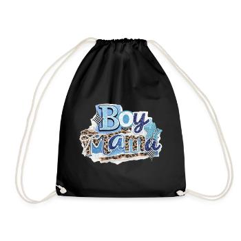 Boy Mama | Boy's Mom Gift - Drawstring Bag - black - Front