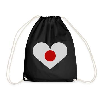 Japanese flag in the shape of a heart - Drawstring Bag - black - Front