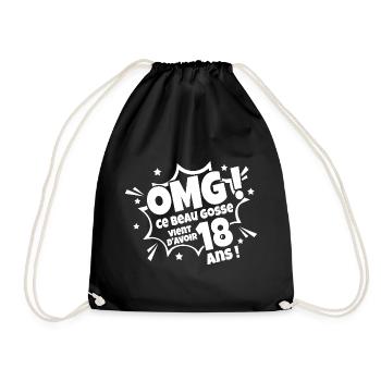 Anniversaire 18 ans Cadeau humour personnalisé - Sac de sport léger - noir - Devant