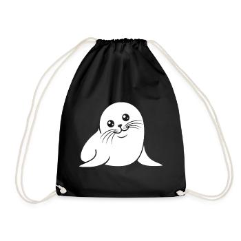 Baby Robbe Silhouette niedliches Tiermotiv - Turnbeutel - Schwarz - Vorne
