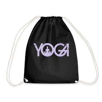Yoga lettering with woman in grunge style - Drawstring Bag - black - Front