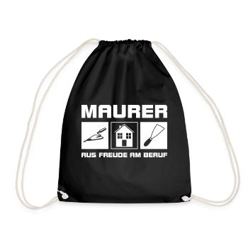 Maurer - Aus Freude am Beruf - Turnbeutel - Schwarz - Vorne