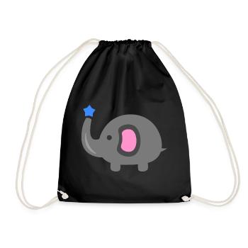 Kids and baby gift elephant cute - Drawstring Bag - black - Front