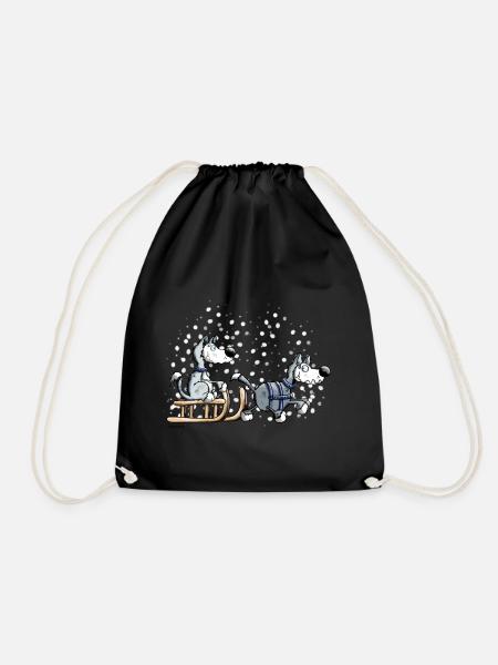 Huskies in the snow - Drawstring Bag - black