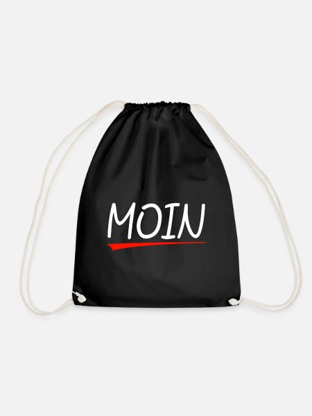 Moin Handlettering mit roter Unterstrich - Turnbeutel - Schwarz