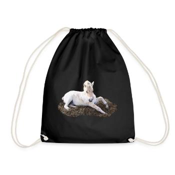 Lying foal in straw, baby animal designs - Drawstring Bag - black - Front