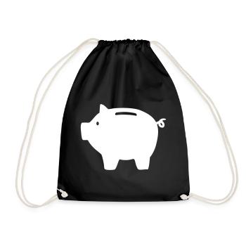 piggy bank - Drawstring Bag - black - Front