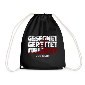Gesegnet Gerettet Geliebt Von Jesus Christus Shirt - Turnbeutel - Schwarz - Vorne