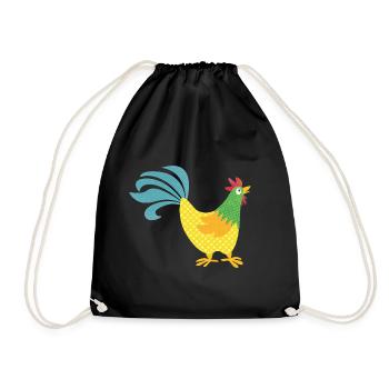 Rooster pattern colorful Easter Farmer Animal love colorful - Drawstring Bag - black - Front