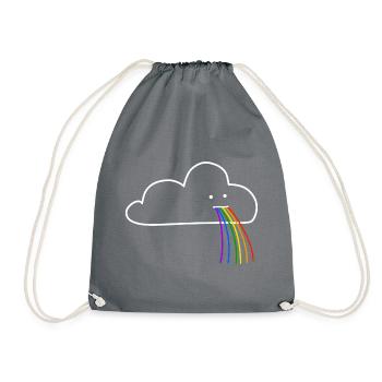 Cloud sweet funny colorful bright - Drawstring Bag - grey - Front