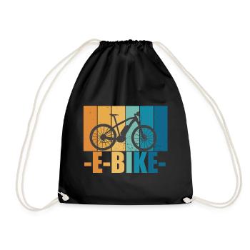 E-Bike Bike Vintage E Bike Battery Gift - Drawstring Bag - black - Front