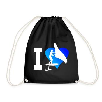 foilwing hydrofoil Women wingsurf wingfoil - Drawstring Bag - black - Front