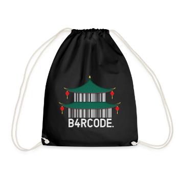 B4RCODE. Chinese Temple - Drawstring Bag - black - Front