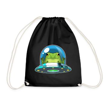 Frog Spaceship Space - Drawstring Bag - black - Front