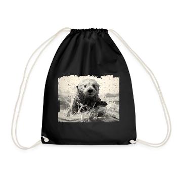 Surfer loutre de mer - Sac de sport léger - noir - Devant