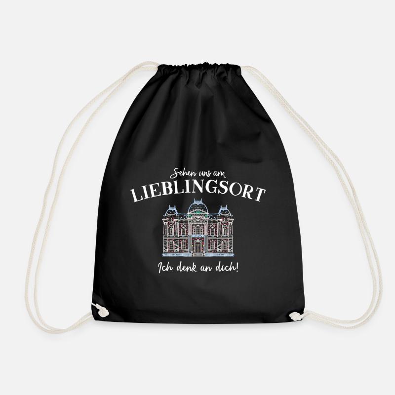 Ich denk an dich, Lieblingsort - Turnbeutel - Schwarz