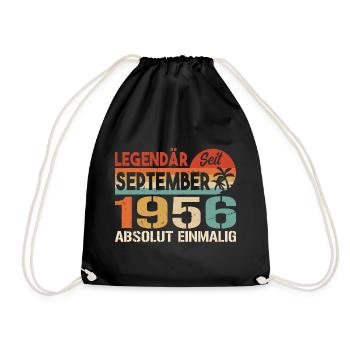 1956 September Vintage Geburtstagsgeschenk 1956 - Turnbeutel - Schwarz - Vorne