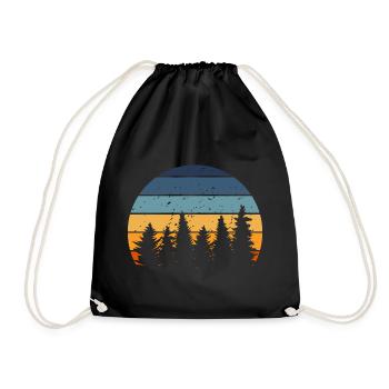 Forest Nature Retro Tree - Drawstring Bag - black - Front