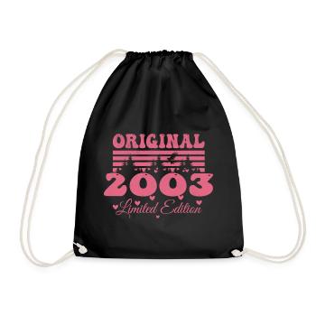 21. Jahrestag 2003 Frau Geschenk | Jahrgang 2003 - Turnbeutel - Schwarz - Vorne