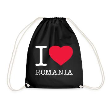 I LOVE ROMANIA Rumänien - Turnbeutel - Schwarz - Vorne