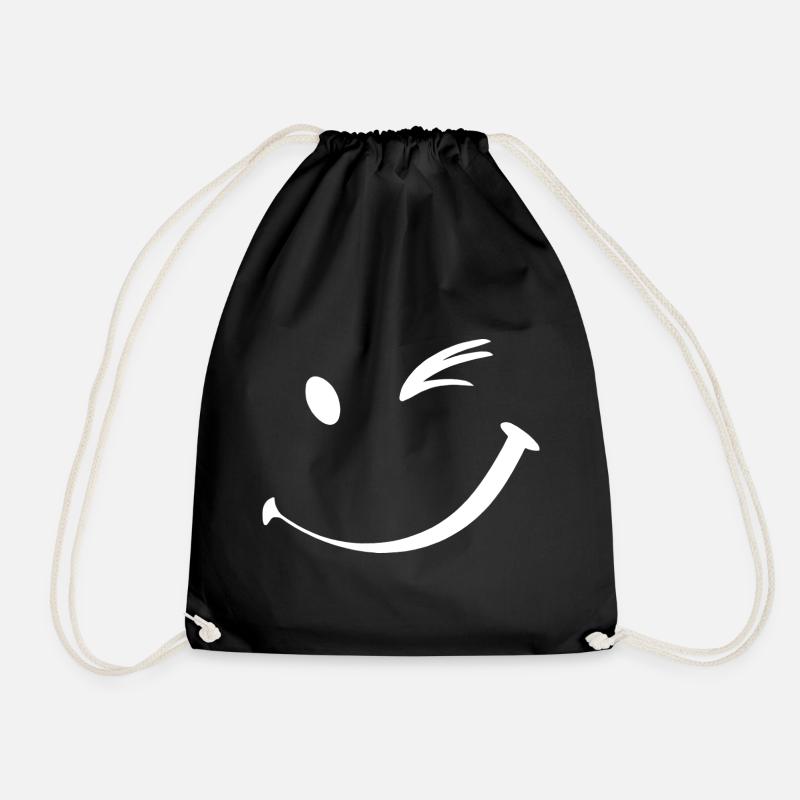 Winking face, Wink smile - Drawstring Bag - black