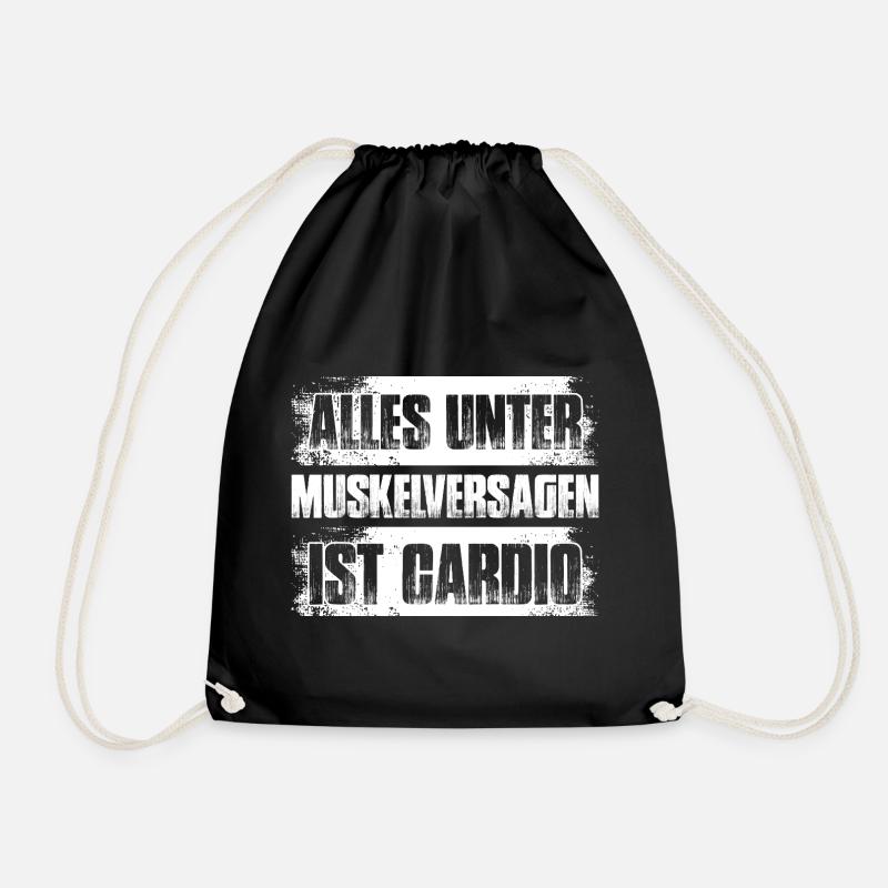 Cardio Bodybuilding Bodybuilder Gym Strength Training - Drawstring Bag - black