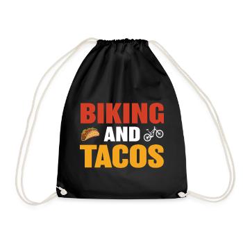 Biking and tacos design for leisure - Drawstring Bag - black - Front