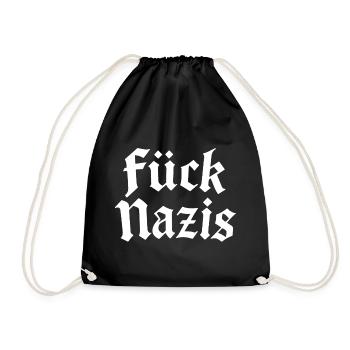 Fuck Nazis | Antifascist Typography Motif - Drawstring Bag - black - Front