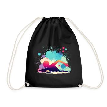 Swimmer, Swimming Woman, Swimming Instructor - Drawstring Bag - black - Front