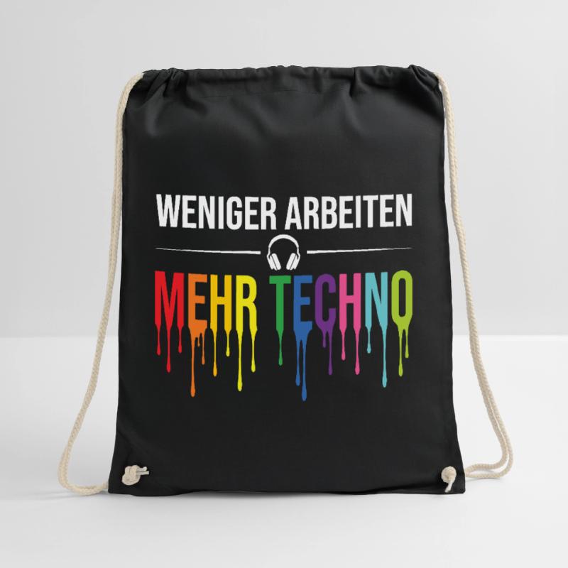 Less work, more techno – Rave Statement Drawstring Bag