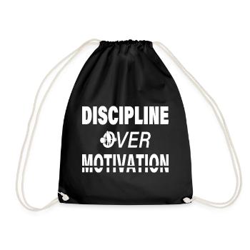 Discipline Over Motivation - Bold Fitness Design - Drawstring Bag - black - Front