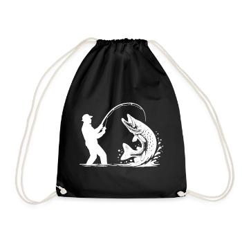 Cadeau pêcheur pêcheur de brochet Prédateur - Sac de sport léger - noir - Devant