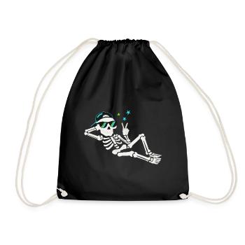 Squelette décontracté portant des lunettes de soleil - Sac de sport léger - noir - Devant
