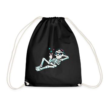 Skeleton neon peace – retro energy - Drawstring Bag - black - Front