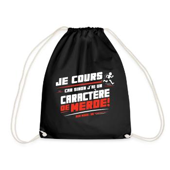 I run otherwise I have a bad temper - Drawstring Bag - black - Front