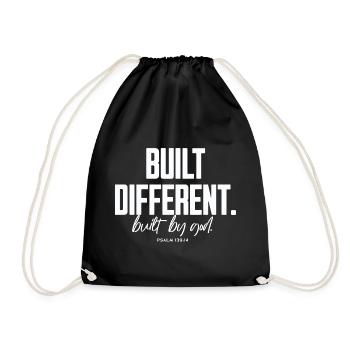 Built Different Built By God Psalm 139:14 - Drawstring Bag - black - Front